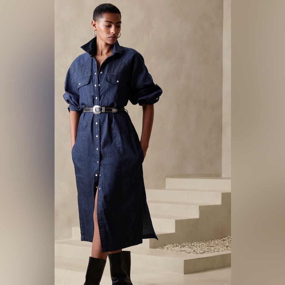 Gap Pearl-button up dress | Size M